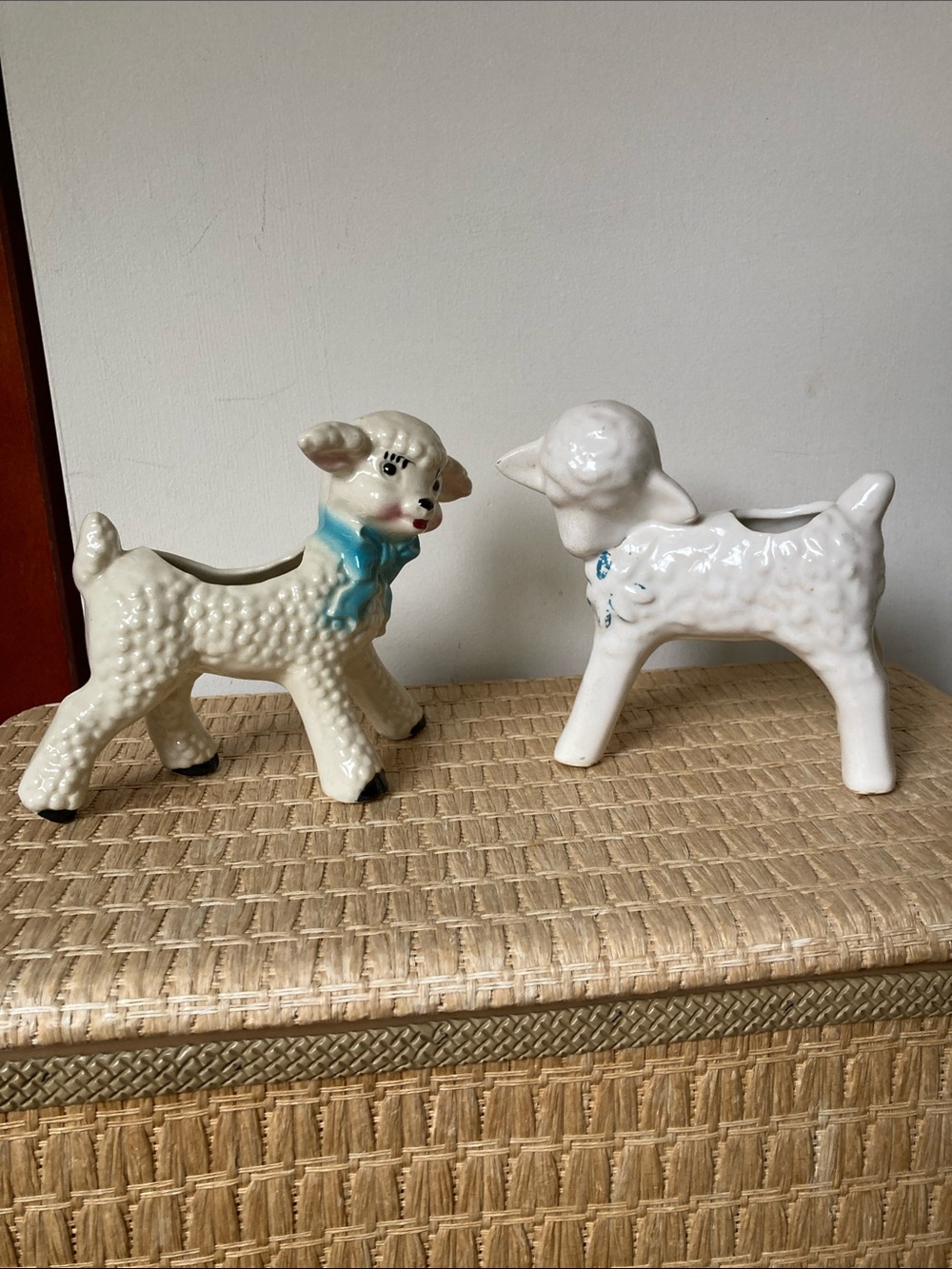 Vintage Ceramic Lamb Planters - set of two